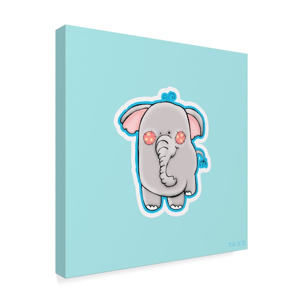 Valarie Wade 'Blue Background Elephant' Canvas Art,35x35